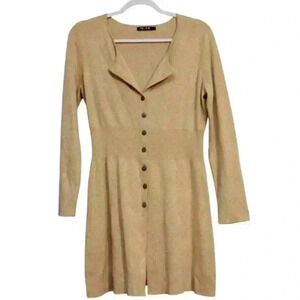 Nic Zoe Tunic Sweater Blouse Size Medium Gold Shimmery Holiday Knit Stretch